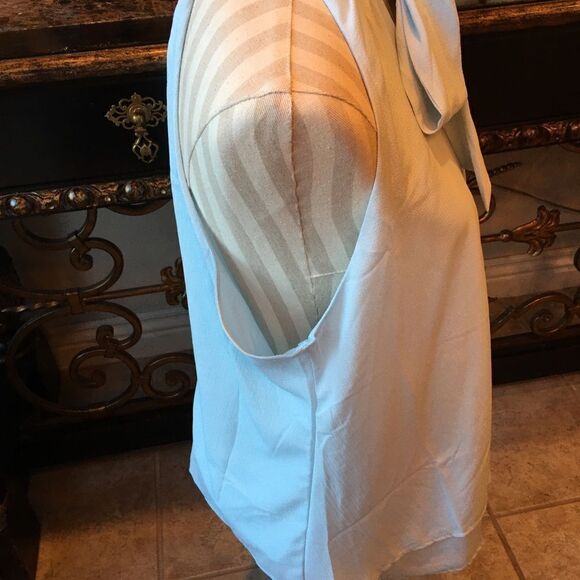 14 Blue Tie Blouse Top - Picture 2 of 14